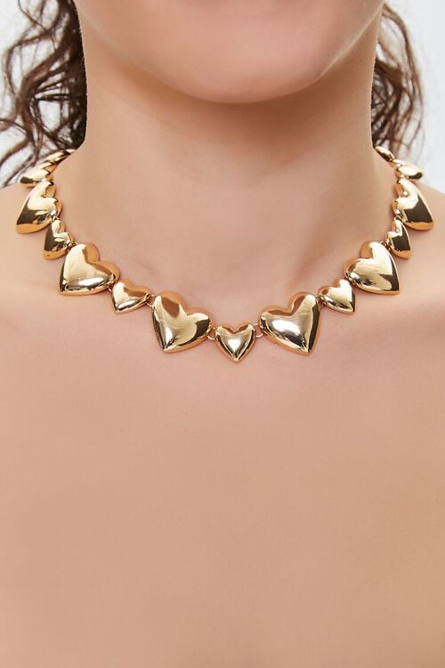 GOLD Heart Statement Necklace, image 1