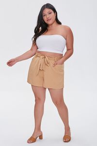 CAMEL Plus Size Relaxed Tie-Belt Shorts, image 5