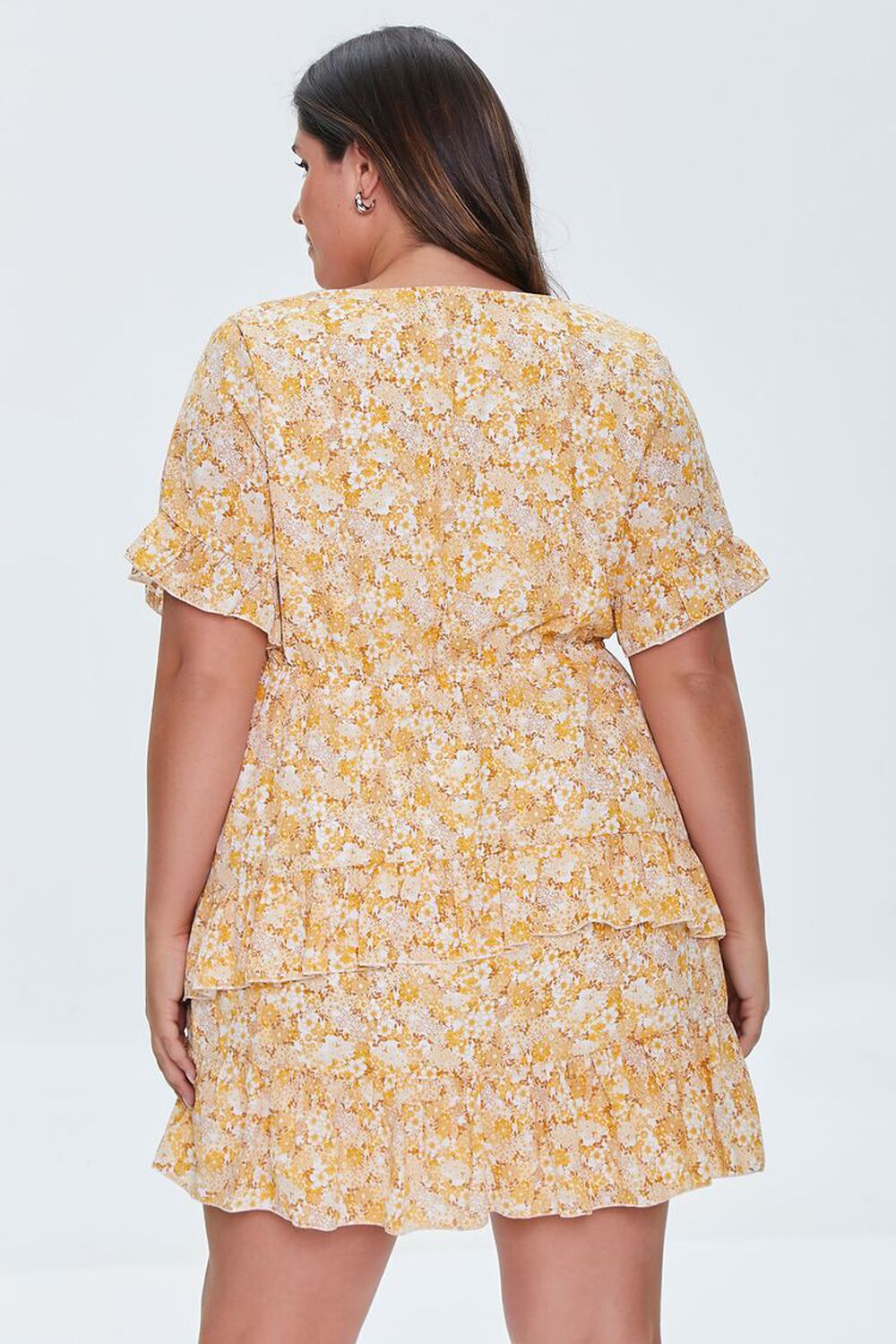 YELLOW/MULTI Plus Size Floral Print Mini Dress, image 3