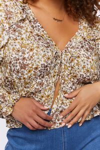 YELLOW/MULTI Plus Size Tie-Front Floral Print Top, image 5