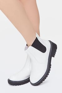 WHITE/BLACK Faux Leather Chelsea Booties, image 1