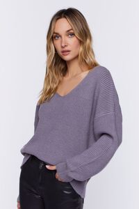 GREY Ribbed Drop-Sleeve Sweater, image 1