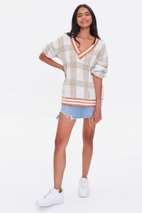 GREEN/MULTI Plaid Varsity-Striped Sweater, image 4