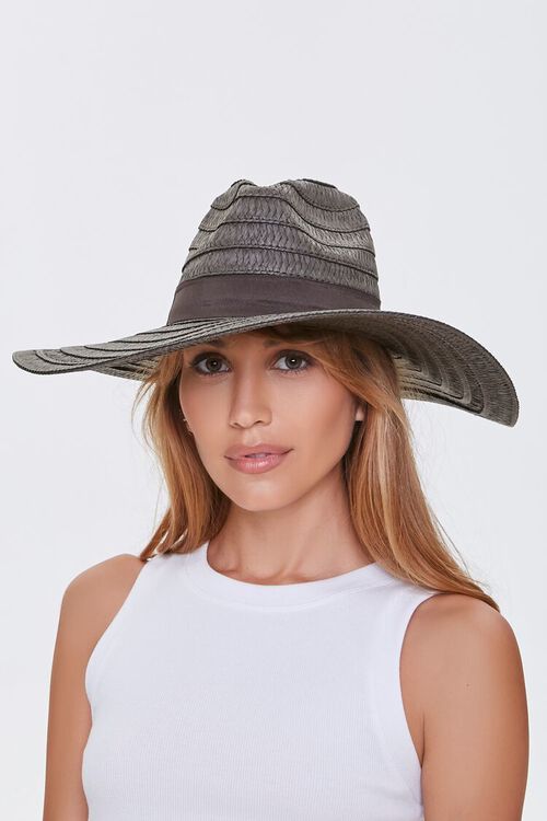 CHARCOAL/CHARCOAL Faux Straw Panama Hat, image 2