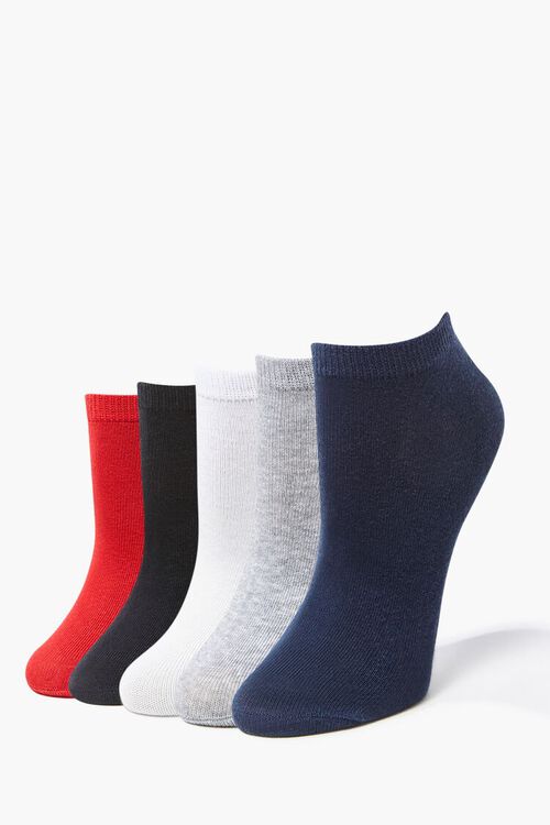 RED/NAVY Marled Ankle Socks - 5 Pack, image 1