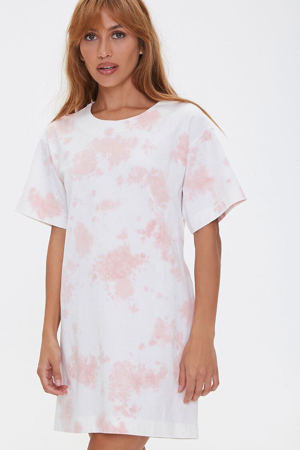 ROSE/WHITE Tie-Dye Cutout T-Shirt Dress, image 2