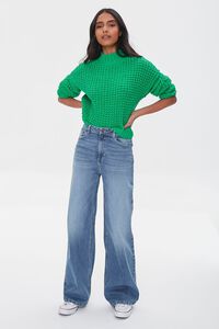 GREEN Mock Neck Purl Knit Sweater, image 4