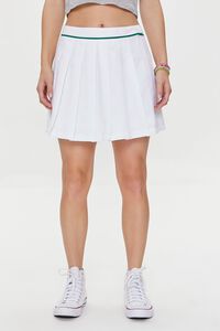 WHITE/GREEN Pleated Mini Skirt, image 2