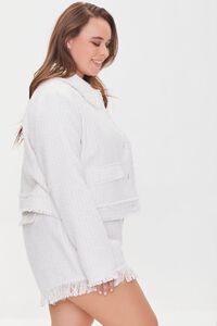 WHITE Plus Size Frayed Tweed Jacket, image 2