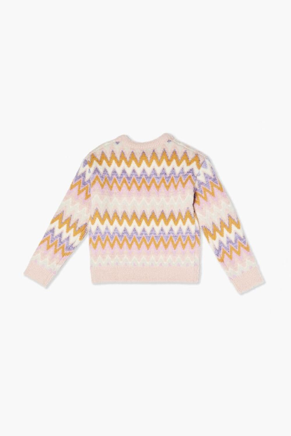 MAUVE/MULTI Girls Chevron Fuzzy-Knit Sweater (Kids), image 2