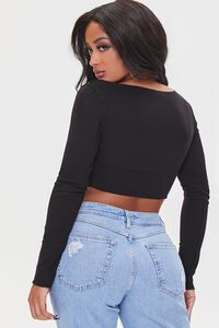 BLACK Ribbed Lace-Up Crop Top, image 3