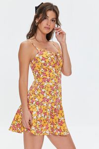 TAN/MULTI Floral Print Cami Mini Dress, image 2