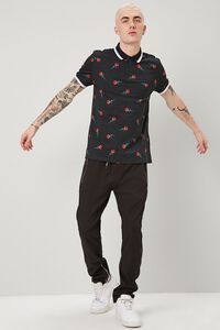 BLACK/RED Floral Print Polo, image 4