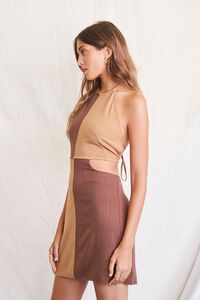 BROWN/LIGHT BROWN Colorblock Halter Mini Dress, image 5