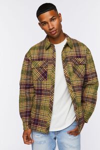 OLIVE/MULTI Plaid Quilted Shacket, image 6