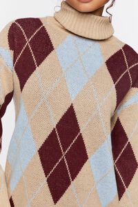 TAUPE/MULTI Argyle Turtleneck Mini Sweater Dress, image 5