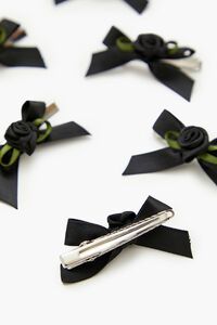 BLACK Rosette Bow Hair Clip Set - 6 pack, image 3