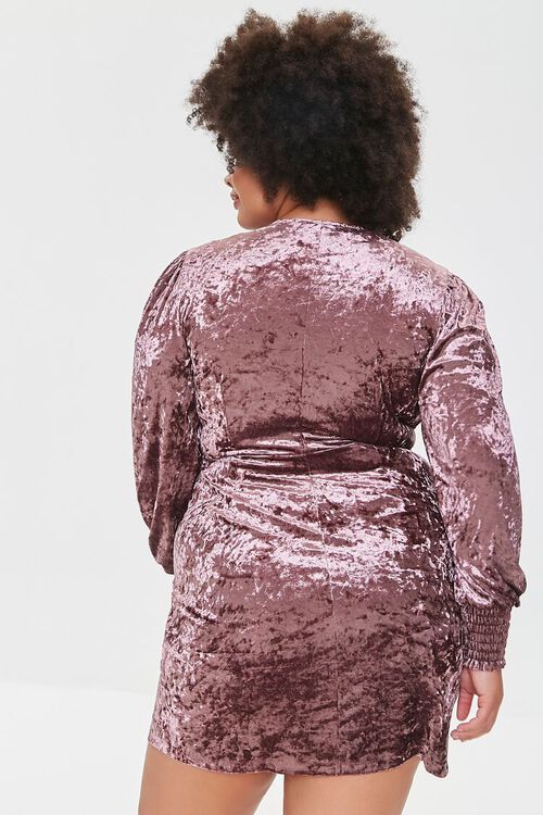 WINE Plus Size Crushed Velvet Mini Dress, image 3
