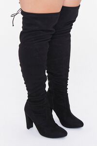 BLACK Faux Suede Block Heel Boots (Wide), image 2
