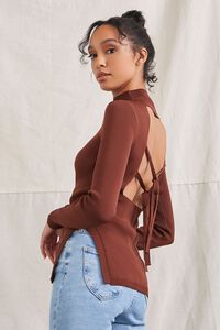 BROWN Cutout Side-Slit Sweater, image 2