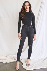 BLACK High-Cut Long-Sleeve Bodysuit, image 4