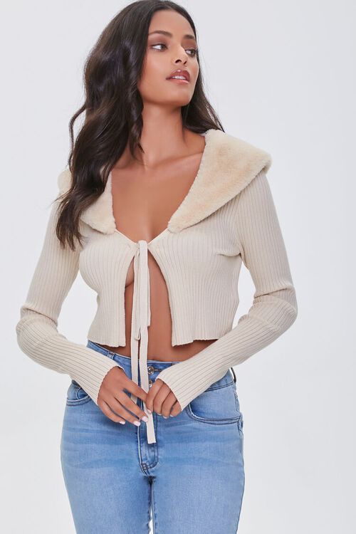 SAND Faux Fur Cropped Sweater, image 5