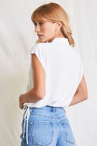 WHITE Drawstring-Hem Pocket Shirt, image 3