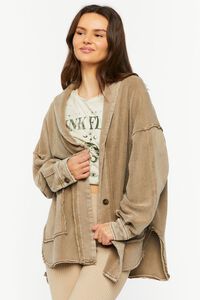 MOCHA French Terry Reverse High-Low Jacket, image 1