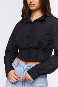 BLACK Cropped Poplin Shirt, image 5