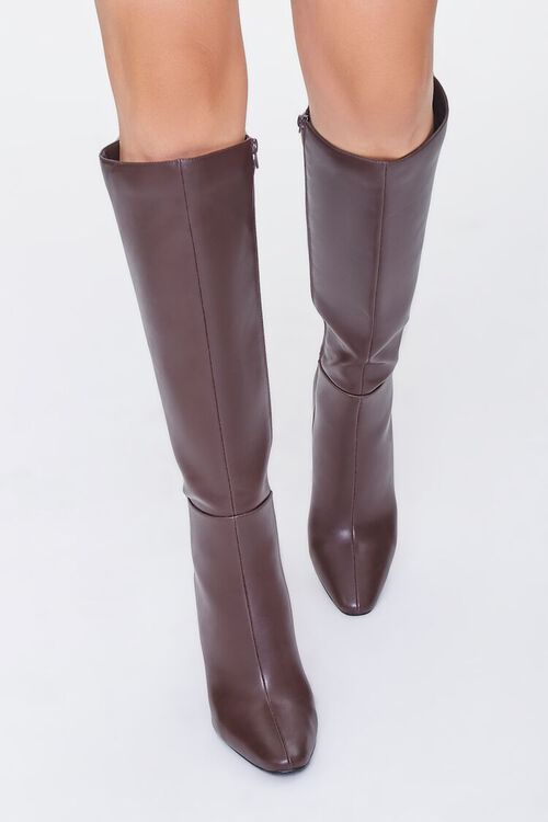 BROWN Knee-High Stiletto Boots, image 4