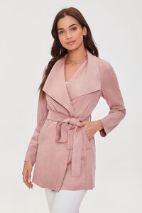 BLUSH Belted Faux Suede Wrap Jacket, image 5