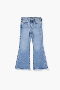 MEDIUM DENIM Girls Frayed Flare Jeans (Kids), image 1