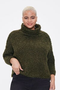 OLIVE Plus Size Boucle Turtleneck Sweater, image 1