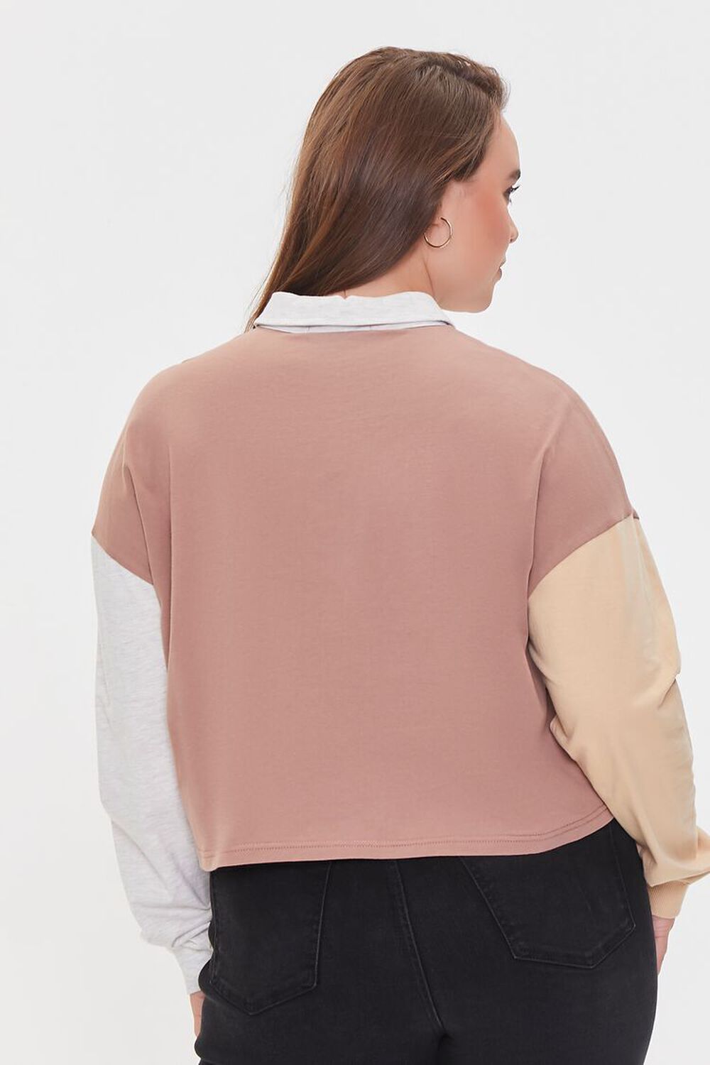 COCOA/MULTI Plus Size Colorblock Rugby Shirt, image 3