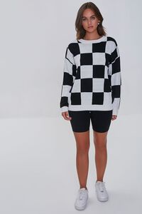 BLACK/WHITE Checkered Drop-Sleeve Sweater, image 5