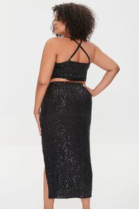BLACK/BLACK Plus Size Sequin Cropped Cami & Skirt Set, image 3