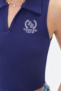NAVY/WHITE Embroidered Beverly Hills Top, image 5