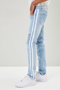 LIGHT DENIM Striped Slim-Fit Moto Jeans, image 3
