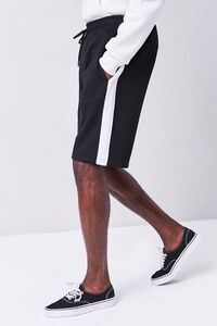 BLACK/WHITE Side-Striped Drawstring Shorts, image 3
