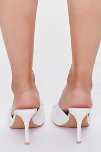 WHITE Chain-Accent Square-Toe Heels, image 3