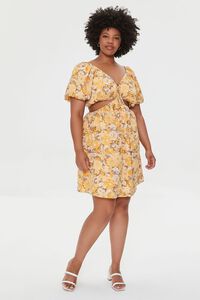 YELLOW/MULTI Plus Size Floral Cutout Mini Dress, image 4