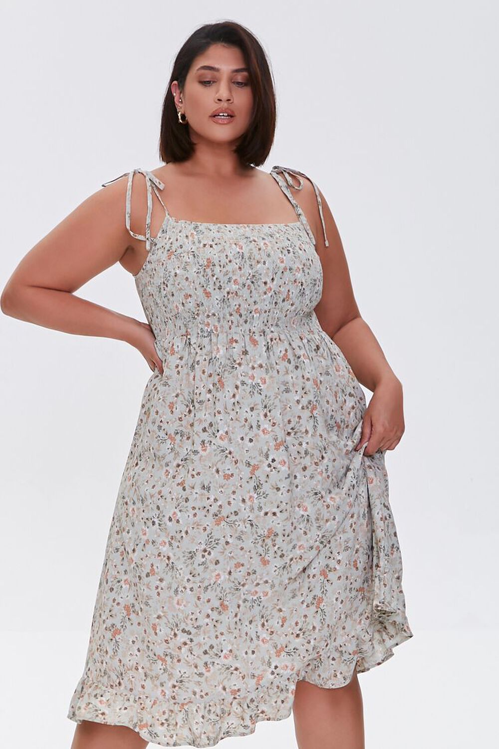 SAGE/MULTI Plus Size Floral Print Dress, image 1