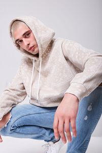 TAUPE/CREAM Paisley Print French Terry Hoodie, image 1