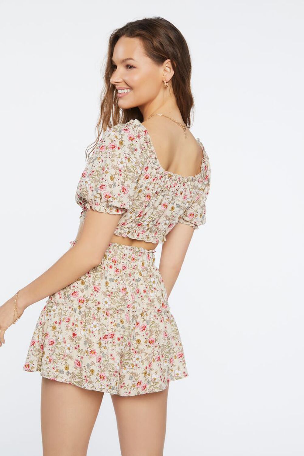 Floral Print Crop Top & Mini Skirt Set
