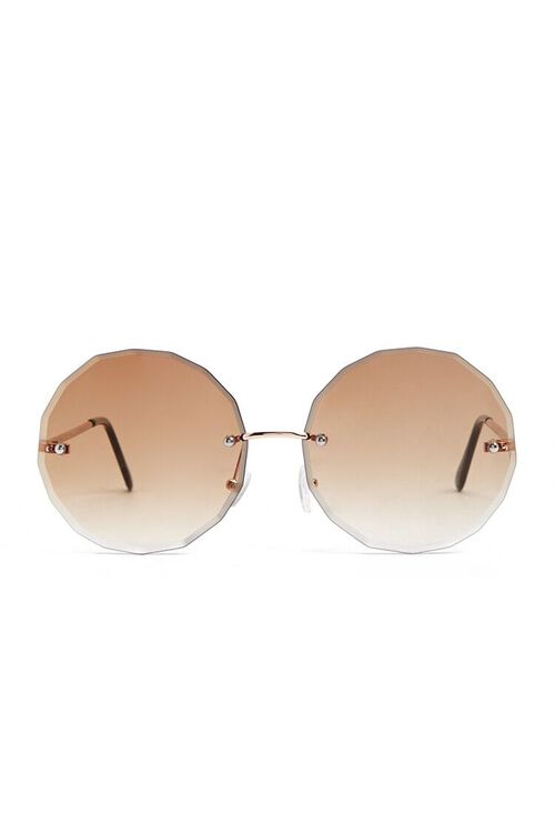 GOLD/BROWN Premium Round Sunglasses, image 1