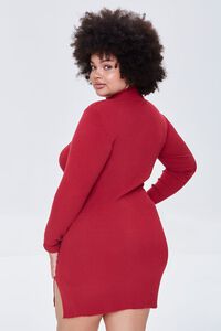 RED Plus Size Mock Neck Sweater Dress, image 4