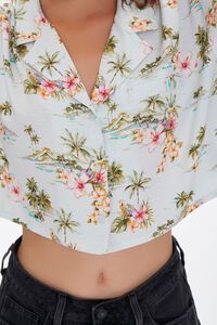 MINT/MULTI Tropical Print Cropped Shirt, image 6