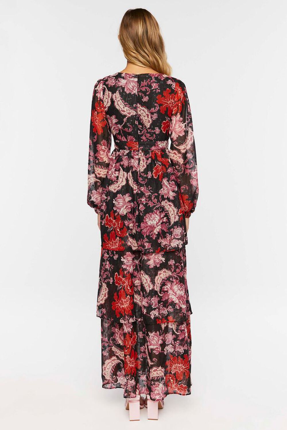 RED/MULTI Floral Chiffon Maxi Dress, image 3