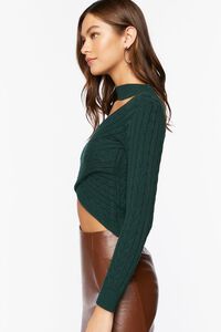 HUNTER GREEN Cable Knit Cutout Crossover Sweater, image 2