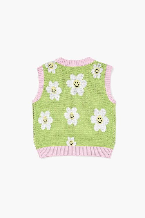 GREEN/MULTI Girls Flower Sweater Vest (Kids), image 2